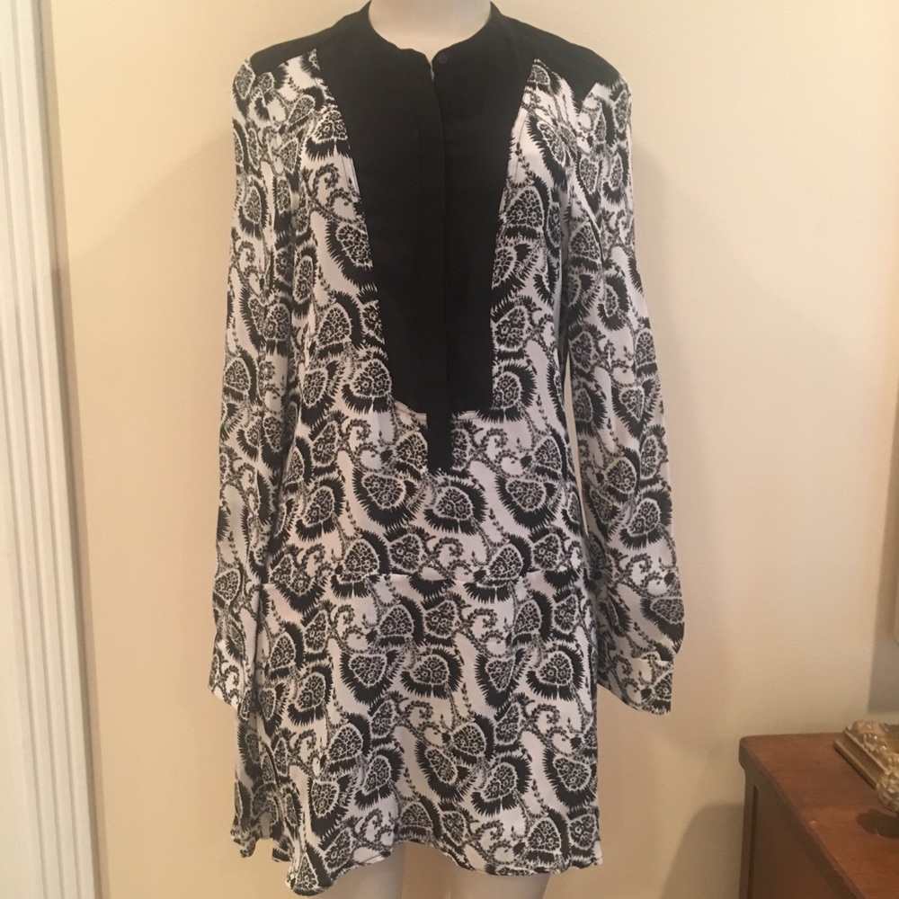 A.L.C silk tunic dress sheer printed